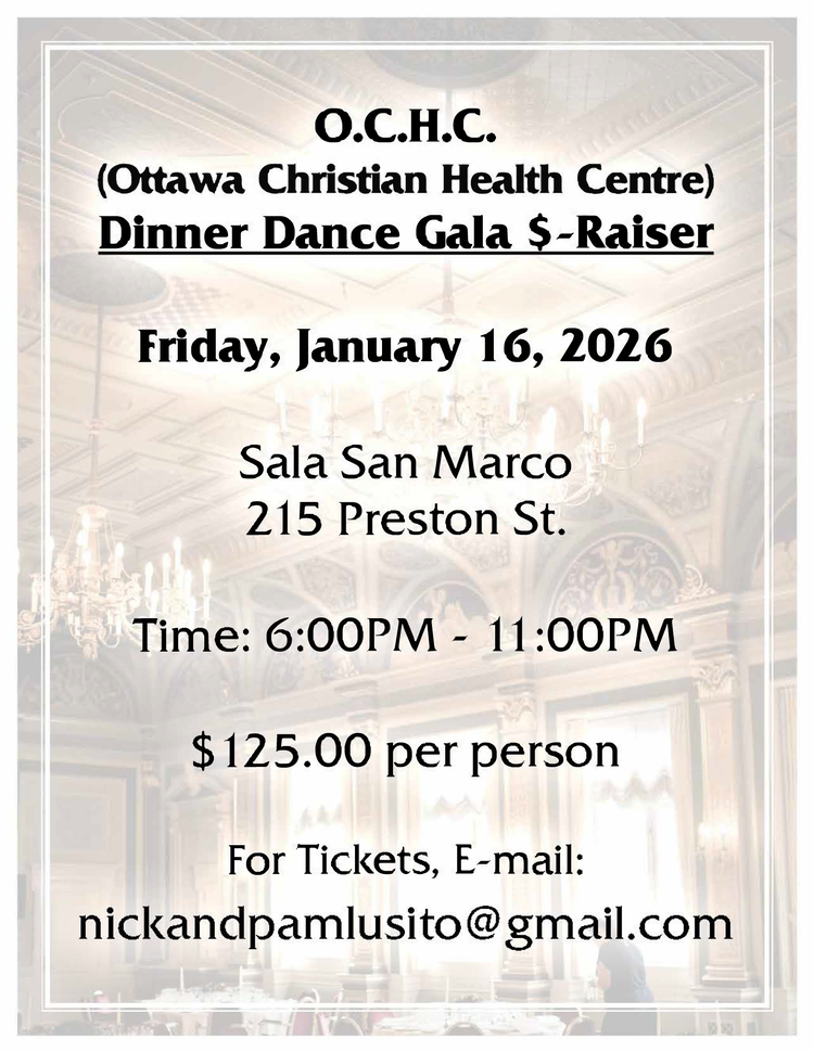 OCHC dinner dance gala fundraiser flyer, Friday January 16, 2026